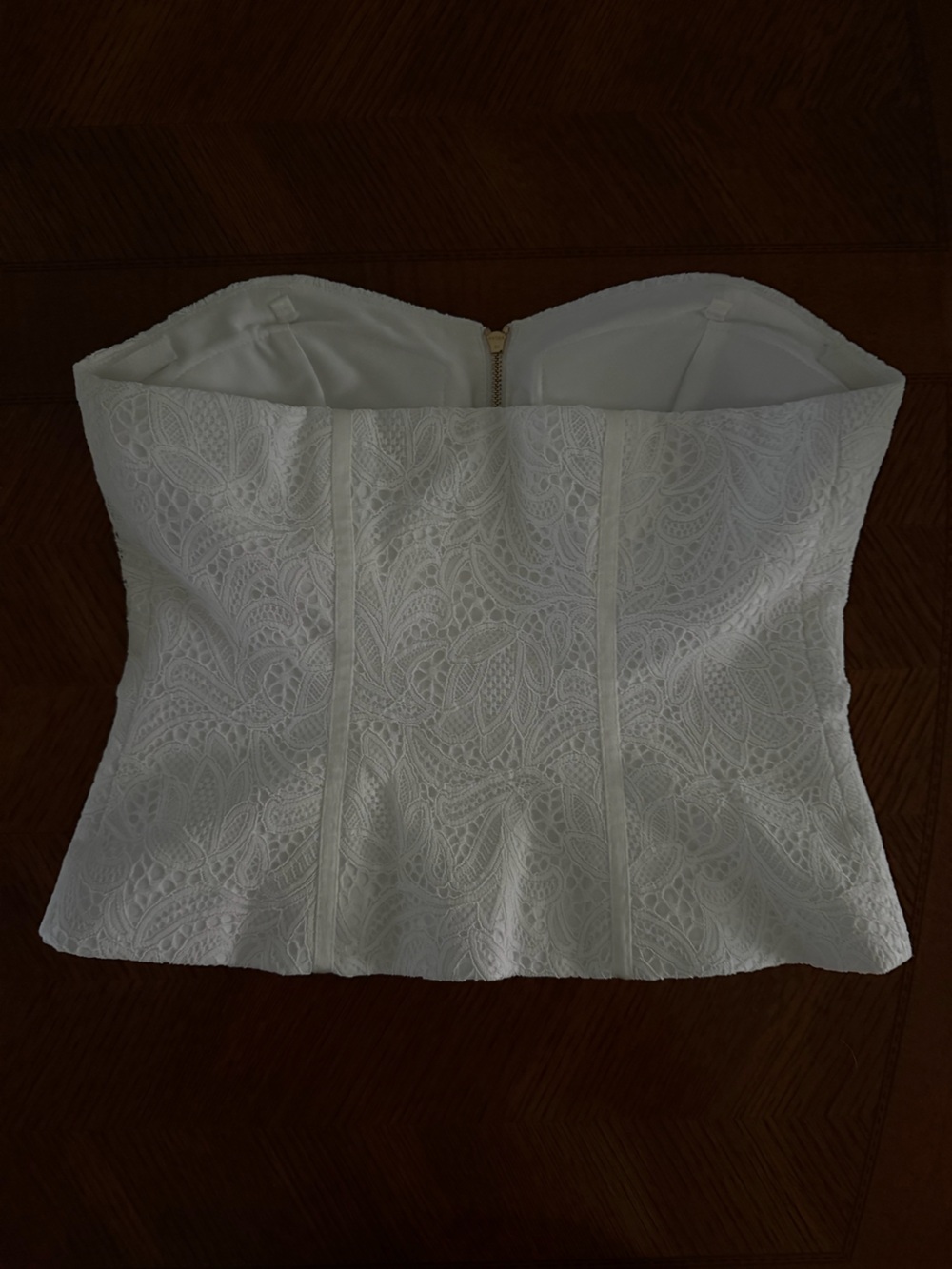 NWT Cache White Strapless Corset Top Gold Zipper Front Size 2 - Picture 3 of 6
